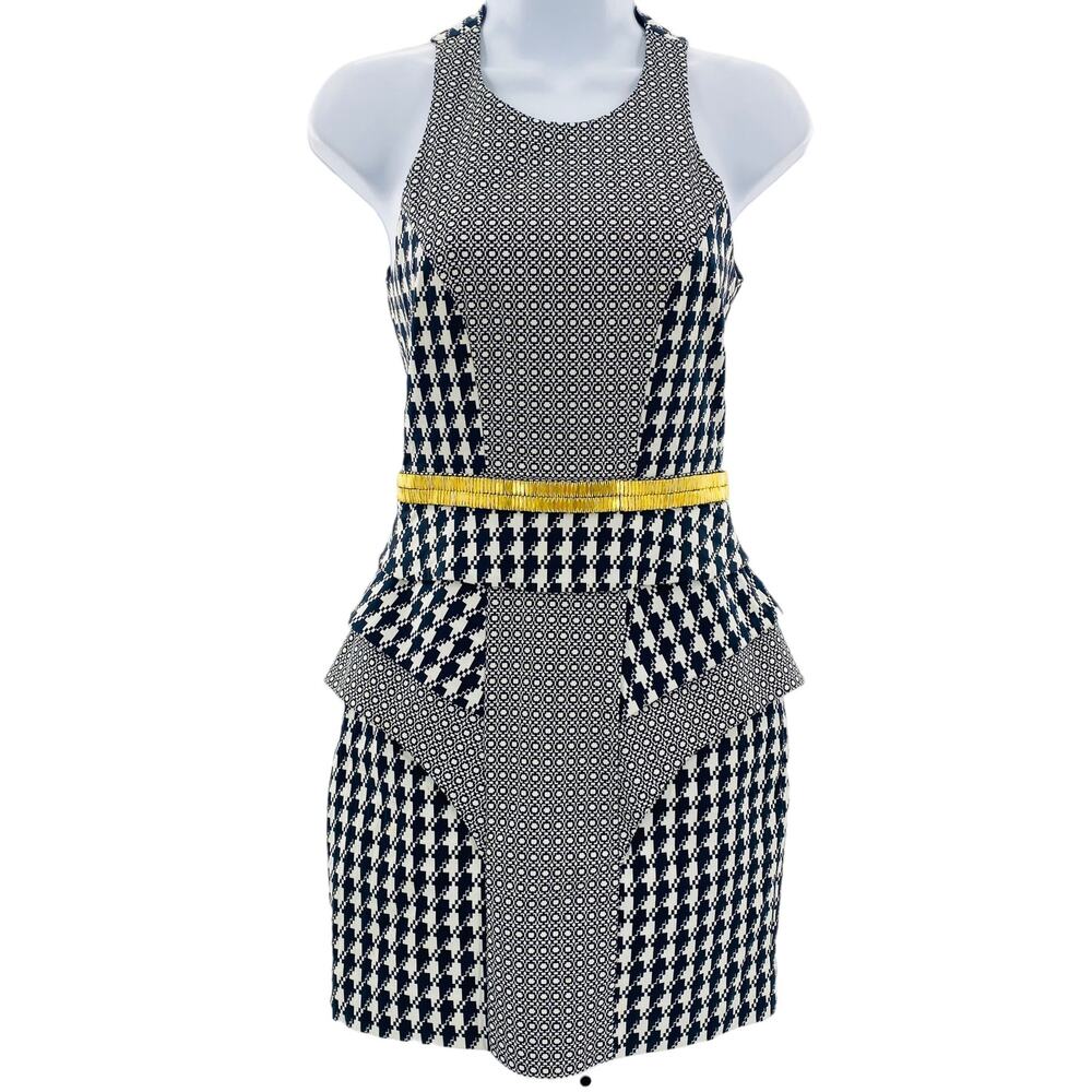 Sass & Bide The Helm Black Houndstooth Peplum Fitted Dress Women EUR 36 | US 6 - Picture 5 of 16